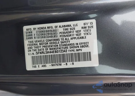 2014 Honda Odyssey Ex from USA, damaged, VIN 5FNRL5H44EB012342